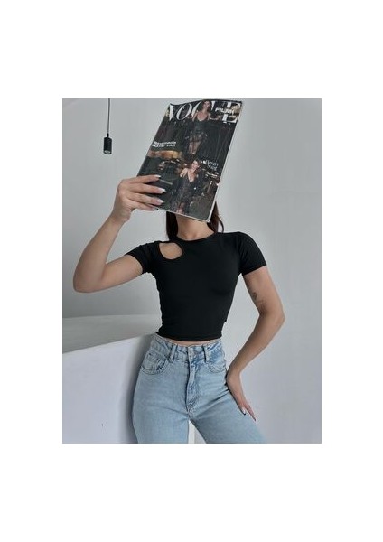 Kopya - Crop Kısa Kol T Shirts Büstiyer Örme Crop Feminino Womens Toparlayıcı Likralı modelleri