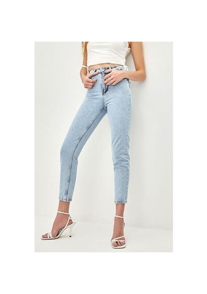 Mom Jeans Kar Yıkama Mom Yüksek Bel Kot Pantolon Likralı Solmaz Ekstra Rahat 2024 fırsatları