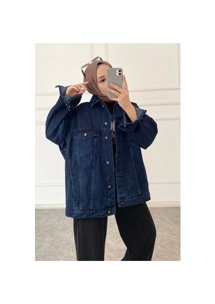 Çift Cepli Oversize Kot Ceket