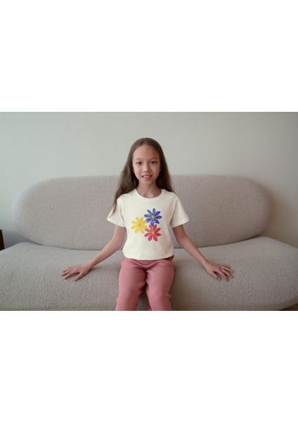 Kız Çocuk Pamuk Colorfull Baskılı Kısa Kol Tshirt modelleri
