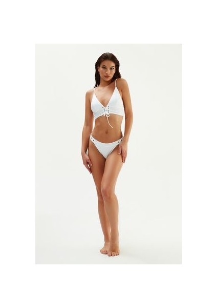 Beyaz 2026ESBK Geniş Üçgen Bikini Takımı