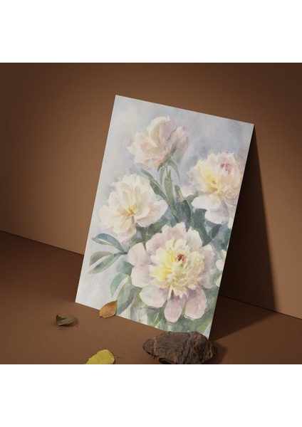 Tekli Dikey Kanvas Duvar Tablosu Pastel Pembe Sarı Çiçekler fiyatları