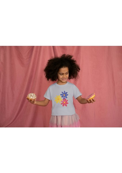 Kız Çocuk Pamuk Colorfull Baskılı Kısa Kol Tshirt