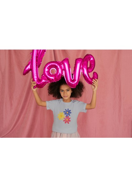 Kız Çocuk Pamuk Colorfull Baskılı Kısa Kol Tshirt