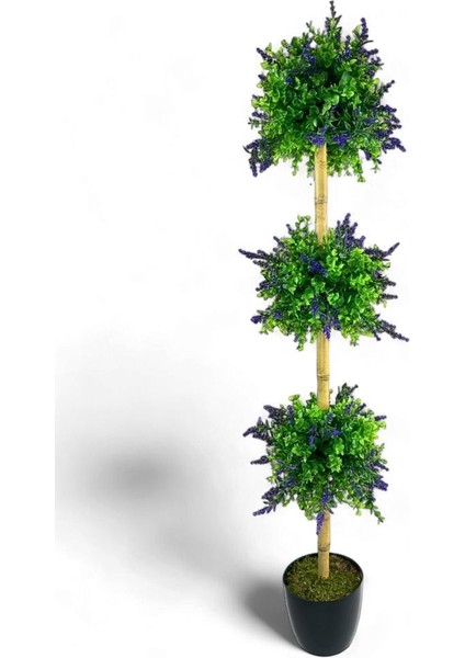 Yapay Ağaç Lavantalı Şimşir Top Siyah Saksılı 115*30CM