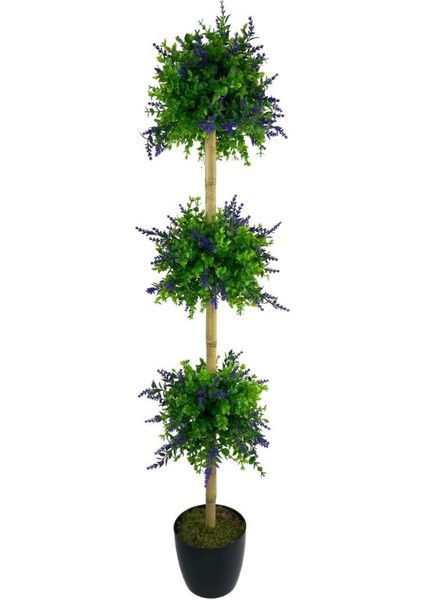 Yapay Ağaç Lavantalı Şimşir Top Siyah Saksılı 115*30CM