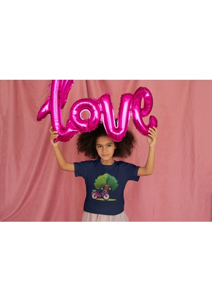 Kız Çocuk Pamuk Fuşya Bisiklet Baskılı Kısa Kol Tshirt fiyatları