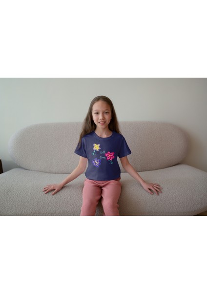 Kız Çocuk Pamuk Fall Time Baskılı Kısa Kol Tshirt modelleri