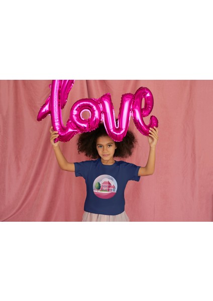 Kız Çocuk Pamuk Fuşya Ev Baskılı Kısa Kol Tshirt fiyatları