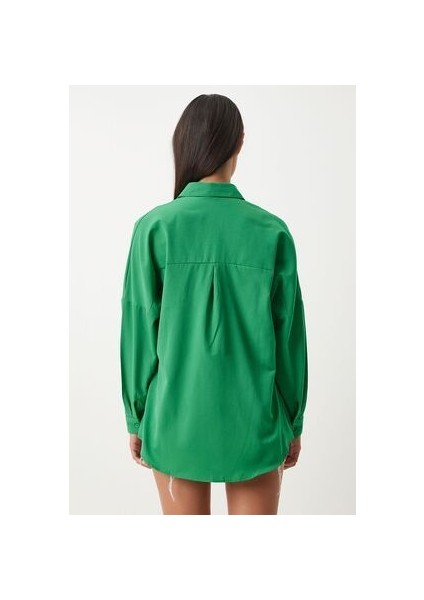 Oversize Basic Gömlek Canlı Yeşil