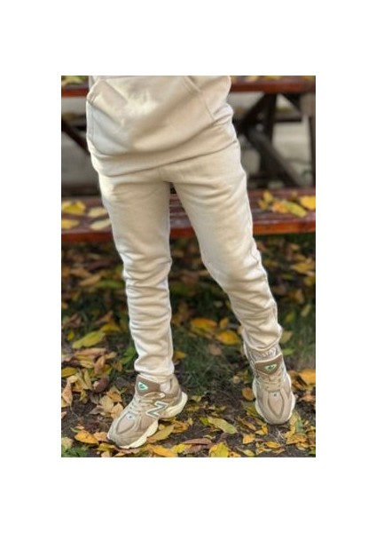 Bej Jogger Eşofman Altı 3 Iplik Kışlık Erkek Comfort