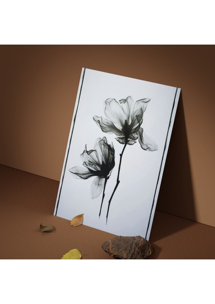 Tekli Dikey Kanvas Duvar Tablosu Siyah Beyaz Sanatsal Çiçek fiyatları