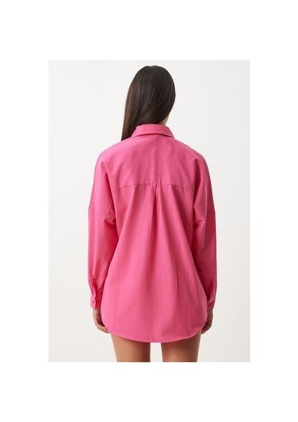Oversize Basic Gömlek Koyu Pembe