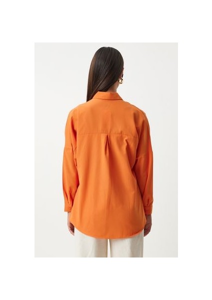 Oversize Basic Gömlek Oranj
