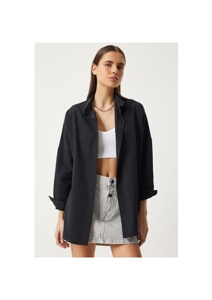 Oversize Basic Gömlek Siyah