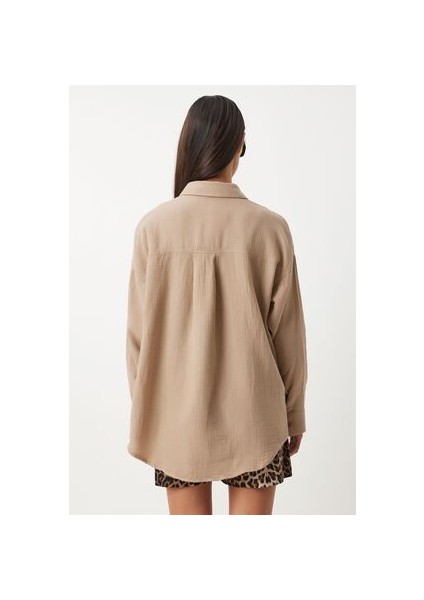 Oversize Basic Müslin Gömlek Bej indirimleri