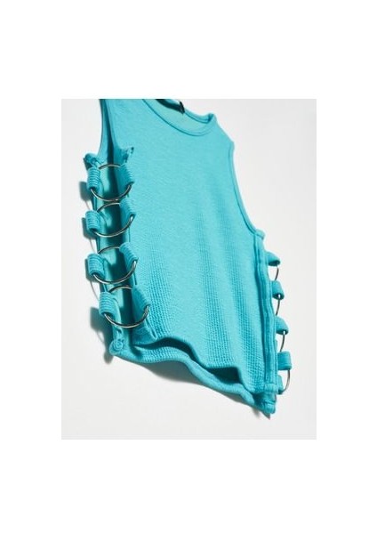 20109 Halka Detaylı Crop Top-C.turkuaz modelleri