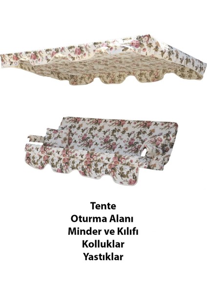 Salıncak Minder Takımı 3 Kişilik Ingiliz Gülü