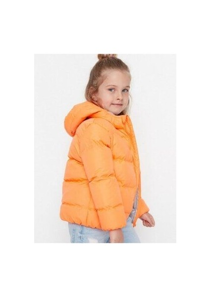 Çocuk Su ve Rüzgar Geçirmez Kapüşonlu Coat Şişme Mont_oranj modelleri