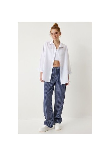 Oversize Basic Gömlek Beyaz