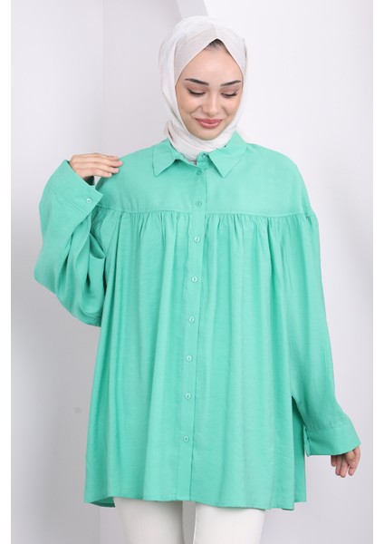 Yeşil Robalı Salaş Gömlek