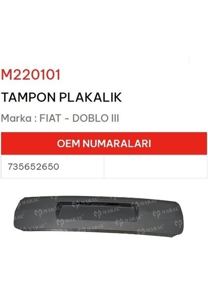 Fiat Doblo 3 Bagaj Kapak Dış Bandı Plakalık 735652650 (Tek Kapı) NS-M220101