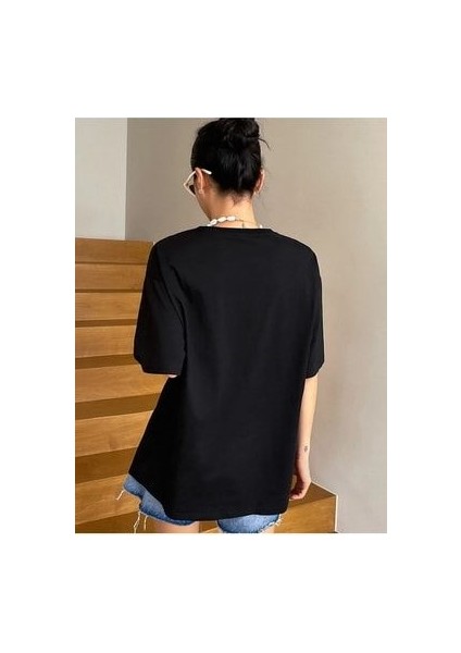 Siyah Oversize T-Shirt Easy Club Baskılı fiyatları