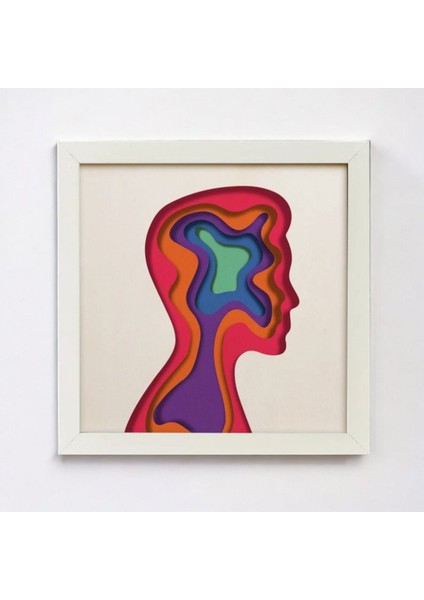 3D Lazer Kesim Mukkava Renkli Siluet Duvar Dekoru - 30X30 cm Çerçeveli