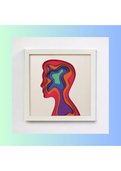 3D Lazer Kesim Mukkava Renkli Siluet Duvar Dekoru - 30X30 cm Çerçeveli