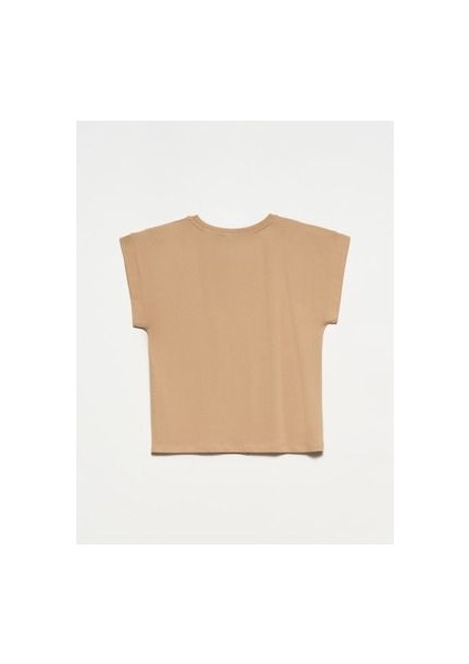 Kadın Bisiklet Yaka Bej T-Shirt Günlük Tarz Kısa Kol Rahat Kullanım fiyatları