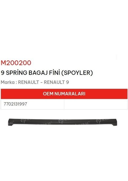 Renault R9 Spring Bagaj Spoyleri 7702189683 NS-M200200