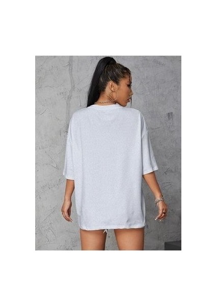 Bad Butterfly Baskılı Oversize T-Shirt Salaş Boyfirend