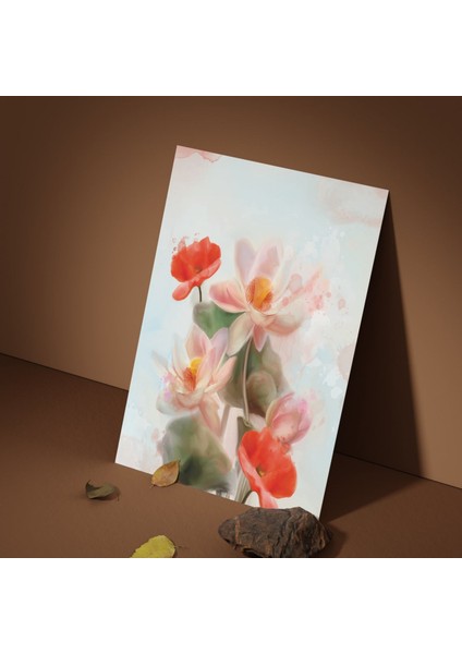 Tekli Dikey Kanvas Duvar Tablosu Soyut Gelincik Çiçeği Dizayn fiyatları