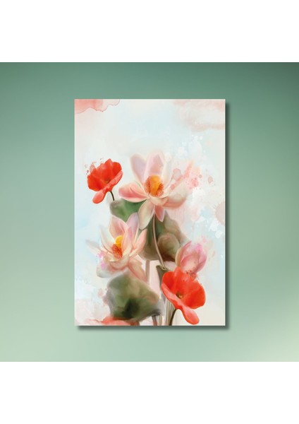 Tekli Dikey Kanvas Duvar Tablosu Soyut Gelincik Çiçeği Dizayn modelleri