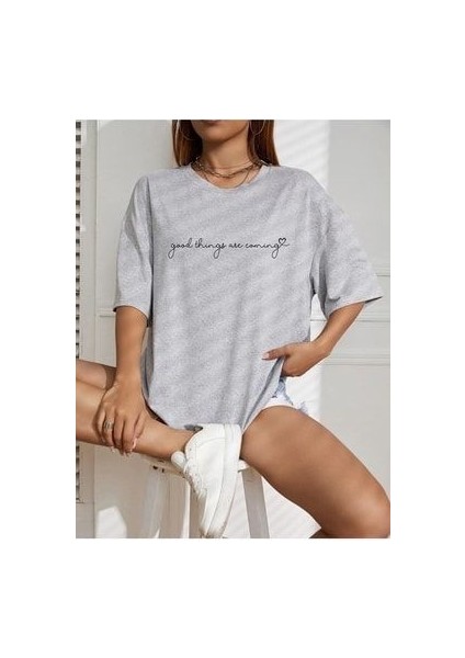 Good Things Baskılı Oversize T-Shirt Salaş Boyfirend