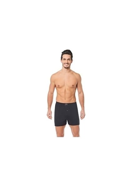 SER0008 / Seher Penye Düz Boxer (6 Adet) Siyah Gri Füme Lacivert