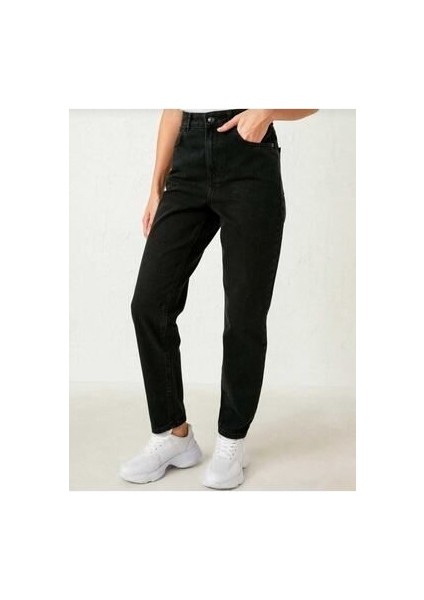 Stager Siyah Yüksek Bel Likralı Mom Jeans modelleri
