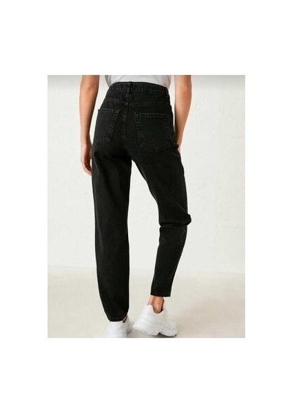 Stager Siyah Yüksek Bel Likralı Mom Jeans fırsatları