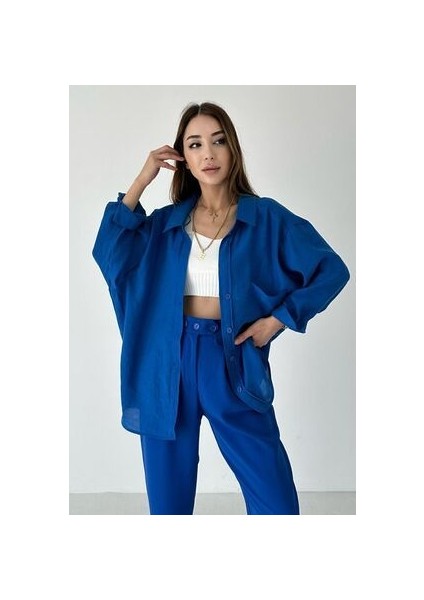 Düşük Omuz Oversize Desenli Gömlek