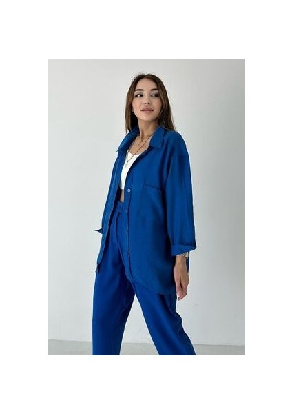 Düşük Omuz Oversize Desenli Gömlek