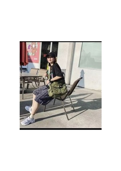 Harajuku Vintage Unisex Kargo Cep Iç Hacmi Geniş Haki Yeşil Postacı Çanta modelleri
