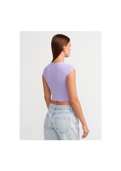 30528 Pamuk ve Modal Karışımlı Crop Top- Lila