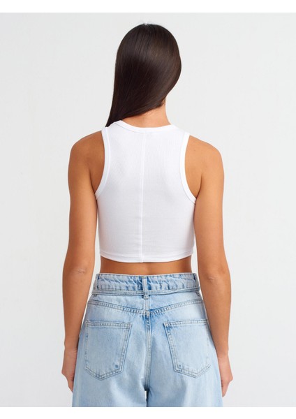 20819 Dilvin Kalp Nakışlı Crop Top