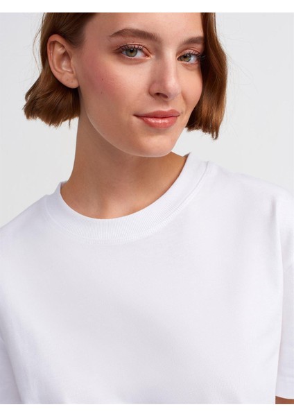 30312 Dilvin T-Shirt Dekoratif Dikişli Bisiklet Yaka