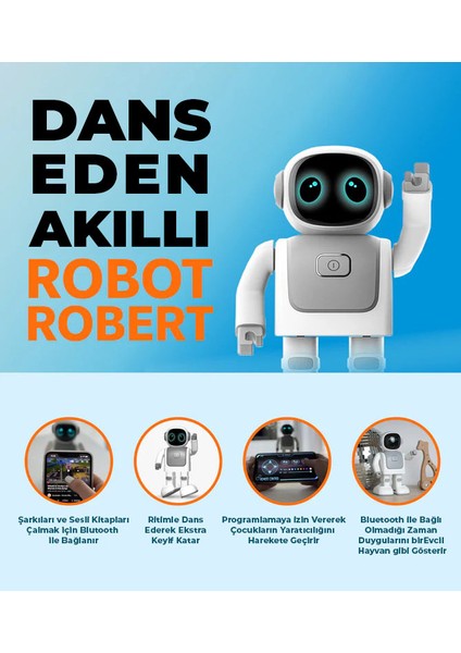 Dans Robotu Robert RS01 Eğlenceli Öğretici Oyun Arkadaşı Bluetooth Hoparlör