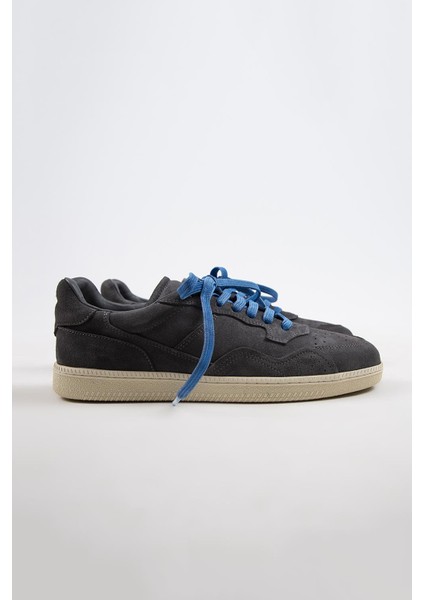 Zeus Erkek Deri El Boyamalı Bağcık Ve Iki Yedek Bağcıklı Gri Sneakers