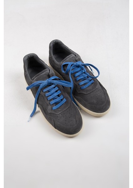 Zeus Erkek Deri El Boyamalı Bağcık Ve Iki Yedek Bağcıklı Gri Sneakers
