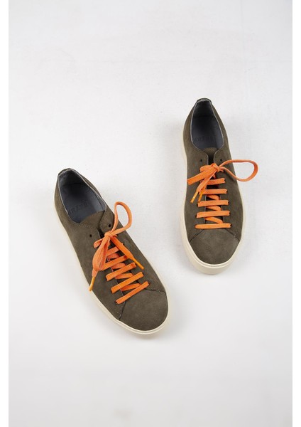 Ares Erkek Deri El Boyamalı Bağcık Ve Iki Yedek Bağcıklı Haki Sneakers indirimleri