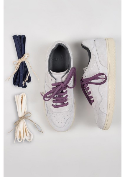 Zeus Erkek Deri El Boyamalı Bağcık Ve Iki Yedek Bağcıklı Beyaz Sneakers