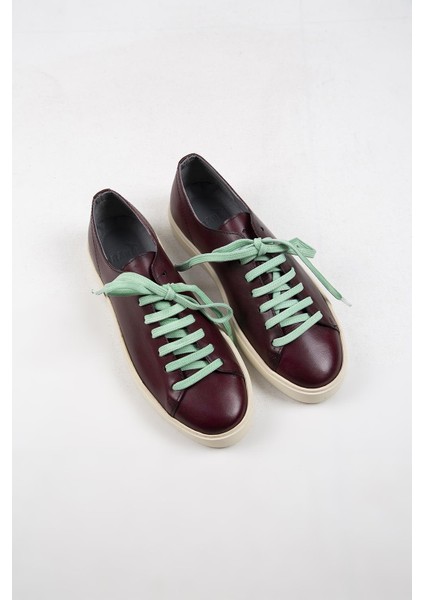 Ares Erkek Deri El Boyamalı Bağcık Ve Iki Yedek Bağcıklı Bordo Sneakers modelleri